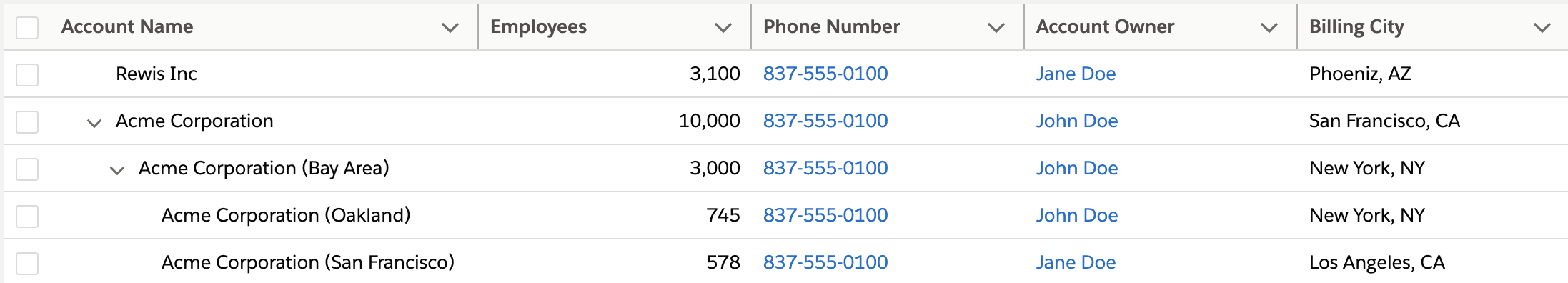 If your team needs to display data within a hierarchical table, enable the "Display as Hierarchy Tree" toggle within the Form (Table) screen component. Hierarchical tables display child records within collapsed rows. End users can easily expand and collapse all rows.
