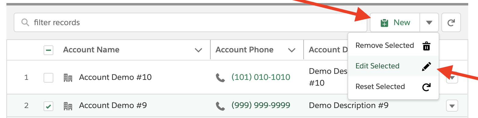 Administrators can configure the Form (Table) component to allow end Users to Add, Update, Clone, Delete, and Select record(s). By default, a User can Update, Add or Delete multiple records within the table before sending the changes to the flow for processing. Alternatively, admins can force any change to force the flow to process changes one at a time.  Adding or updating records within tables is also very customizable. Admins can allow end Users to update or remove records one at a time or in bulk. Administrators utilize customizable Form Components to determine which fields an end User sees when adding or updating records. Administrators can use tables to allow end Users to select one or more records for processing. Furthermore, Administrators can allow end Users to search/filter records. When filtering is enabled a search input field is visible. Search inputs will filter search all table columns and return records that contain any part of the search input.